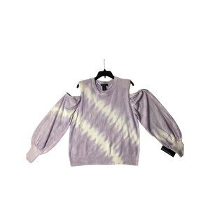 NWT Design 365 Women Sz L Lilac Tie Dye Cold Padded Shoulder Long Sleeve Sweater